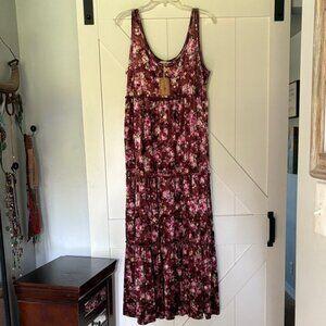 NATURAL LIFE Maroon Floral Maxi Dress